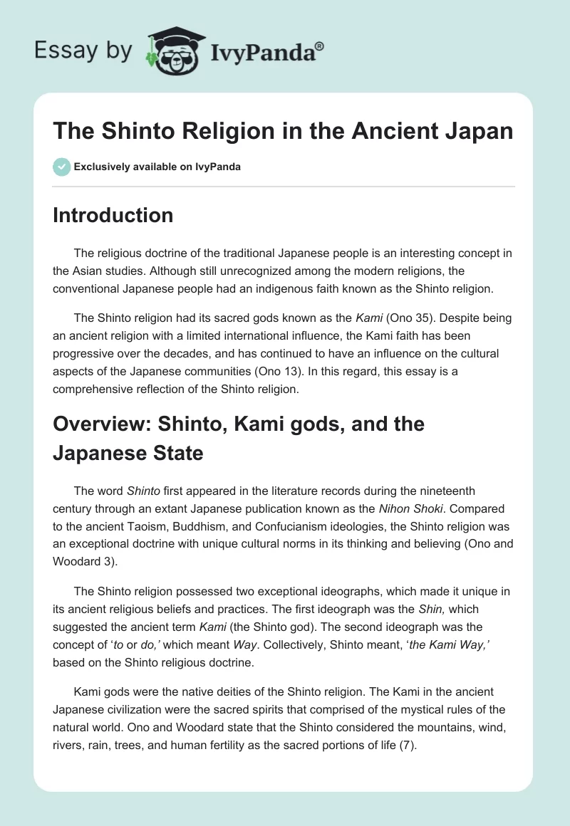 The Shinto Religion in the Ancient Japan. Page 1