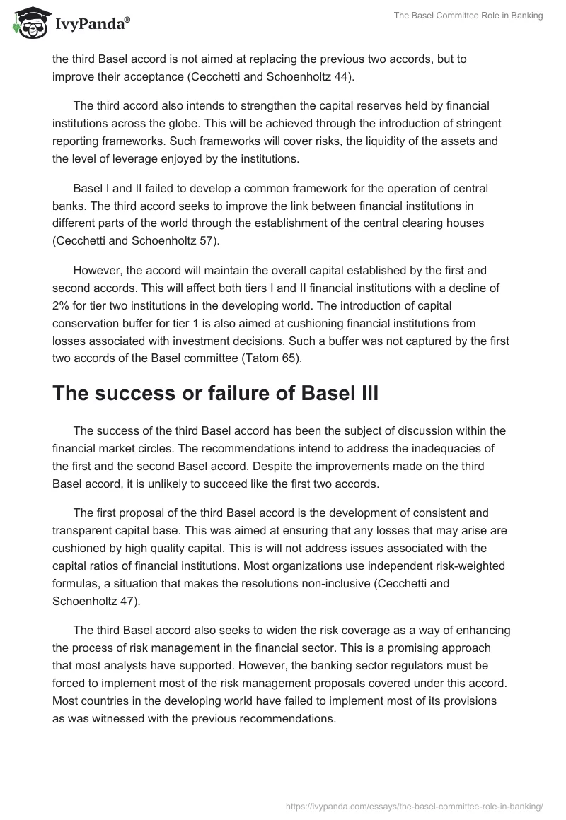 The Basel Committee Role in Banking. Page 3