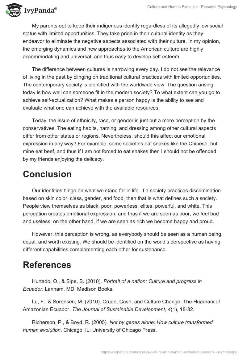 Culture and Human Evolution - Personal Psychology. Page 4
