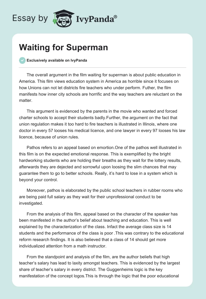 Waiting for Superman. Page 1