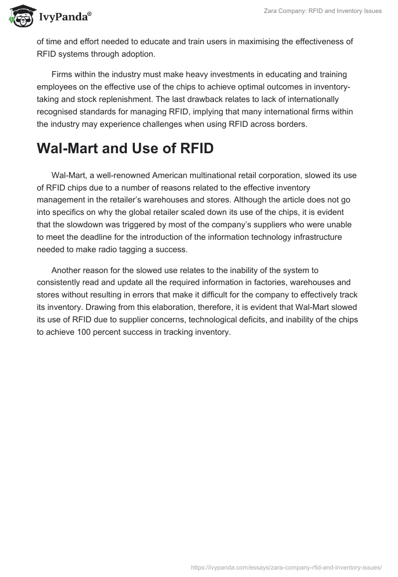 Zara Company: RFID and Inventory Issues. Page 2