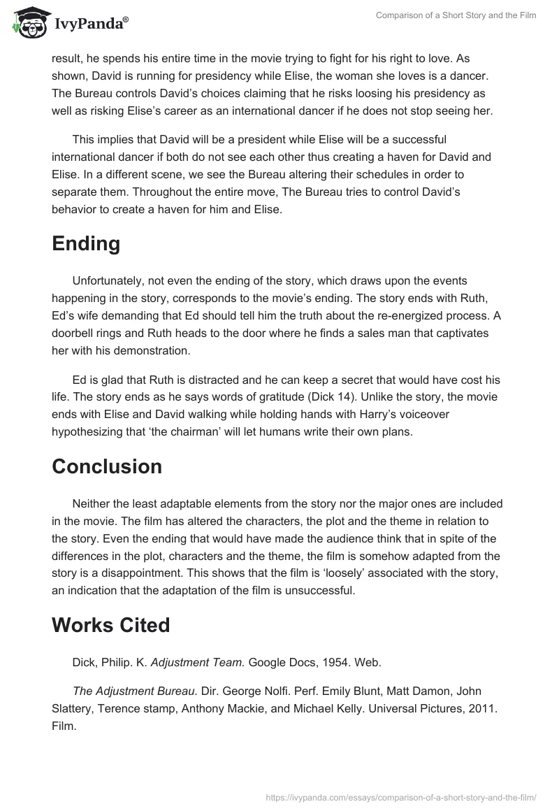 Comparison of a Short Story and the Film. Page 3