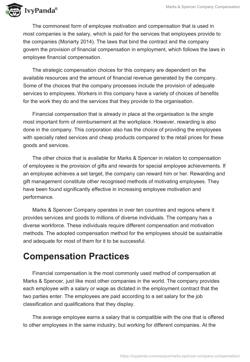 Marks & Spencer Company Compensation. Page 2