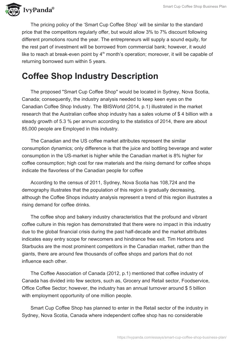 Smart Cup Coffee Shop Business Plan. Page 2