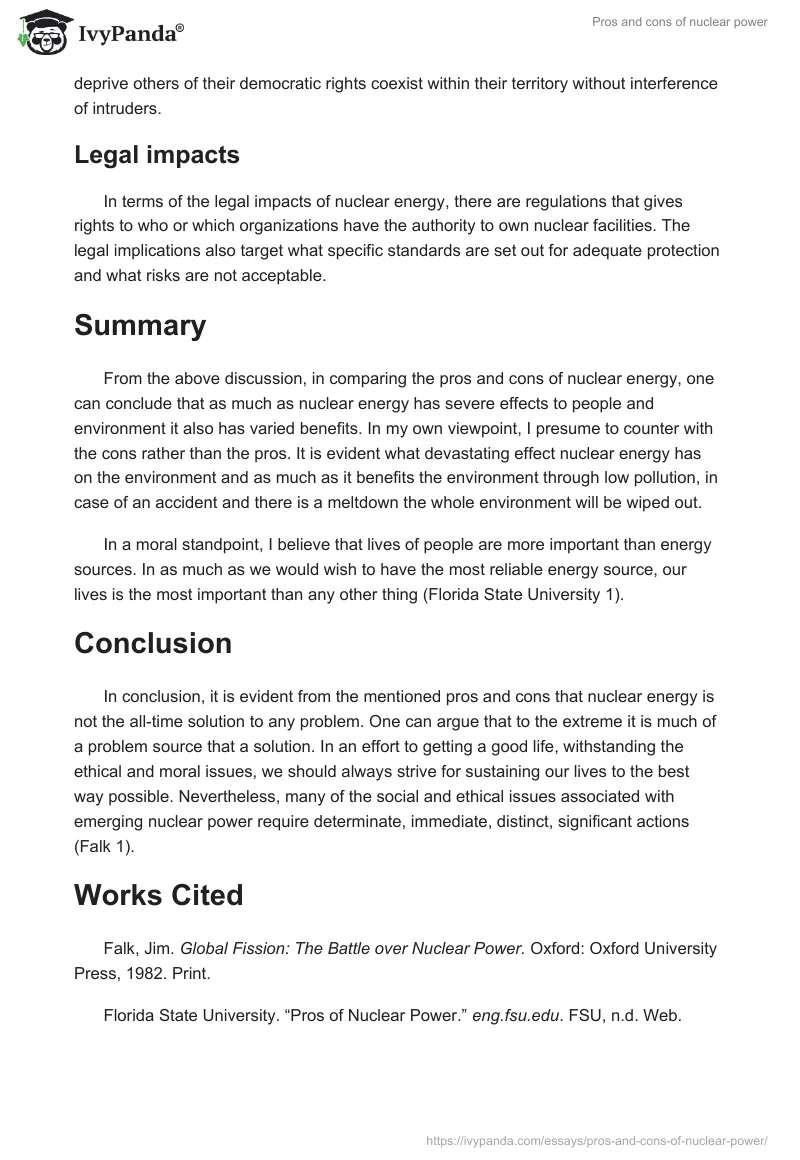 Pros and Cons of Nuclear Power. Page 3
