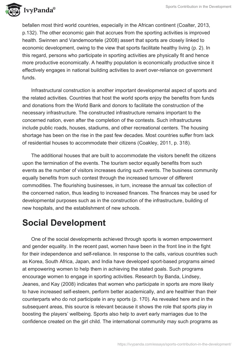 Sports Contribution in the Development. Page 3