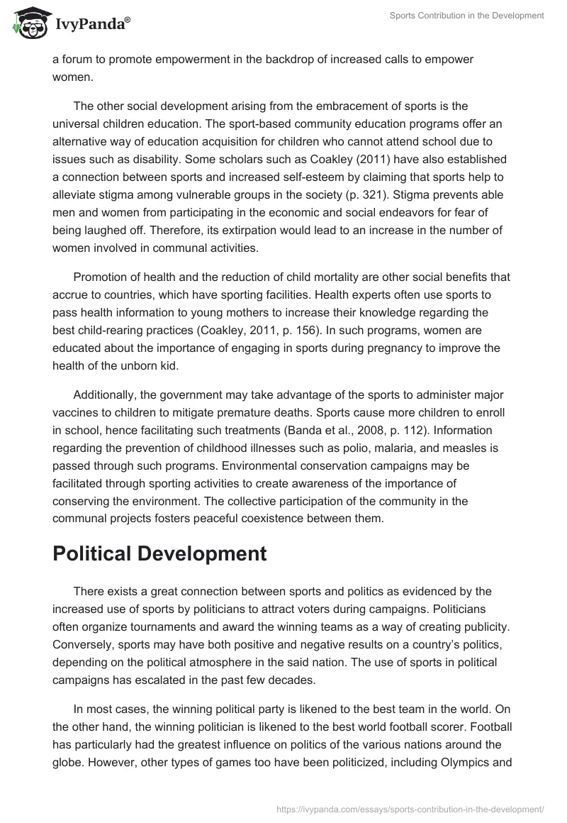 Sports Contribution in the Development. Page 4