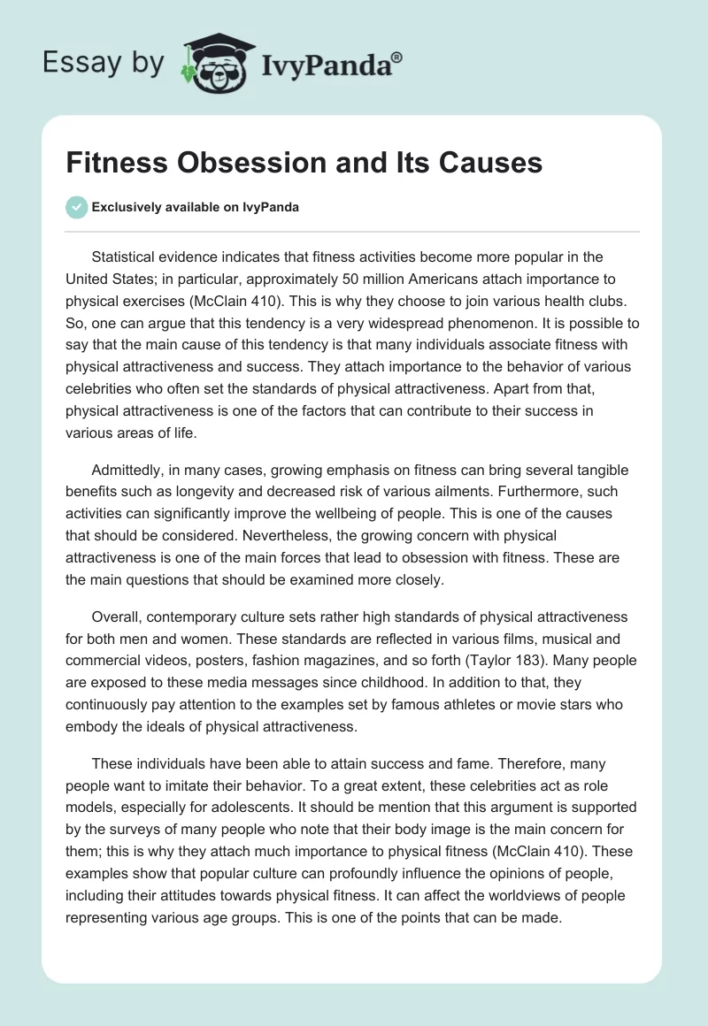 Fitness Obsession and Its Causes. Page 1