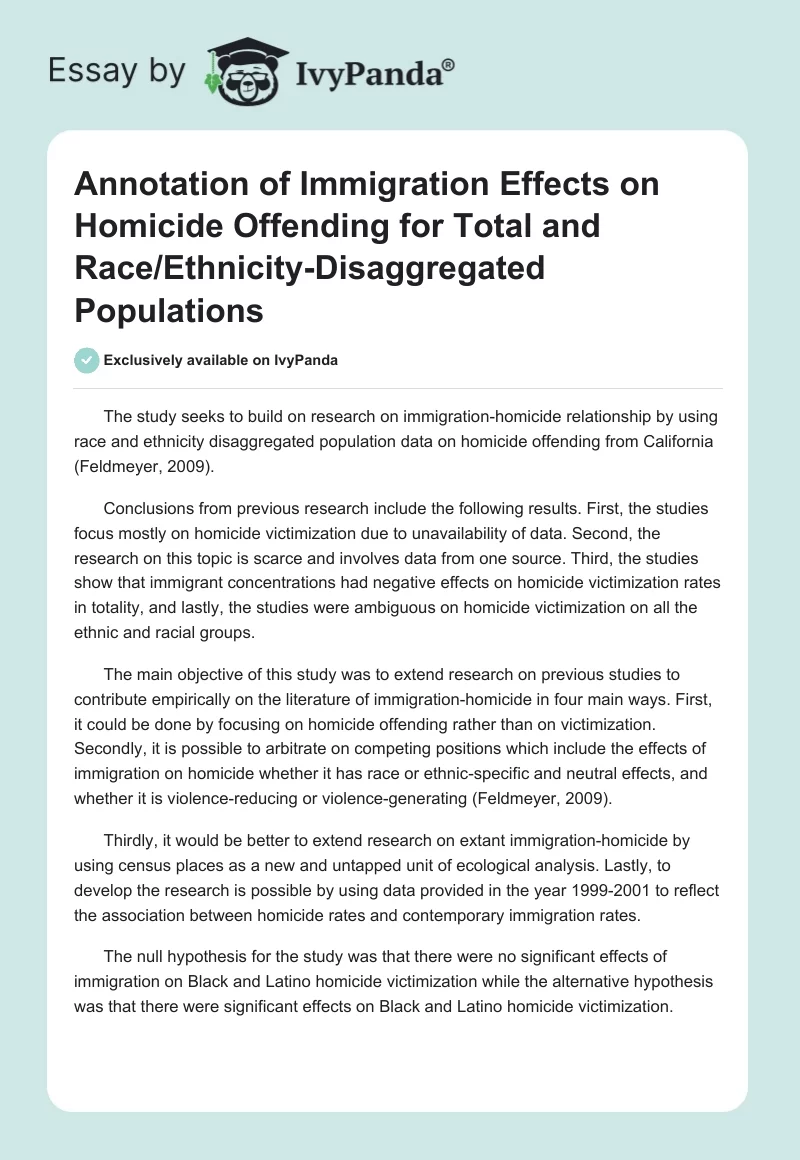 Annotation of Immigration Effects on Homicide Offending for Total and Race/Ethnicity-Disaggregated Populations. Page 1