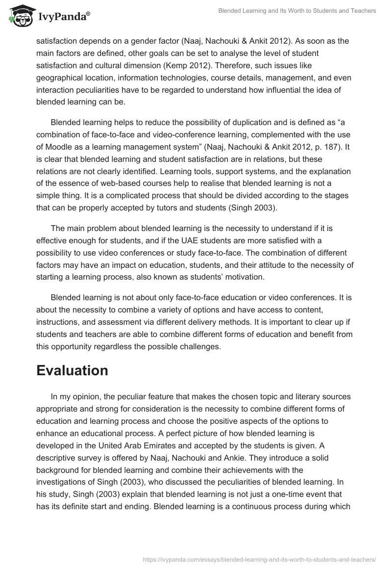 Blended Learning and Its Worth to Students and Teachers. Page 3