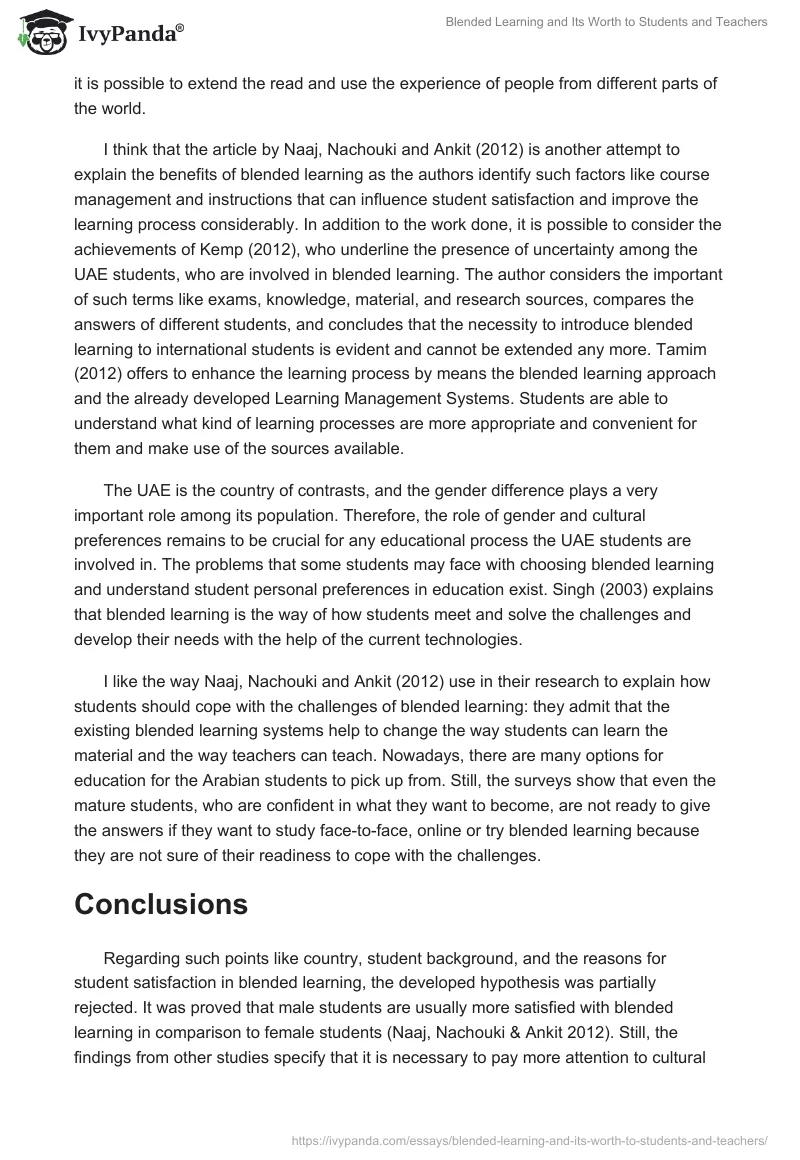 Blended Learning and Its Worth to Students and Teachers. Page 4