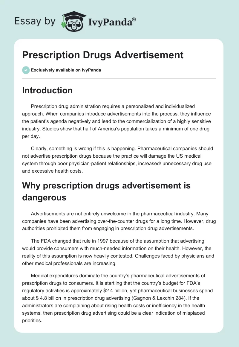 Prescription Drugs Advertisement. Page 1