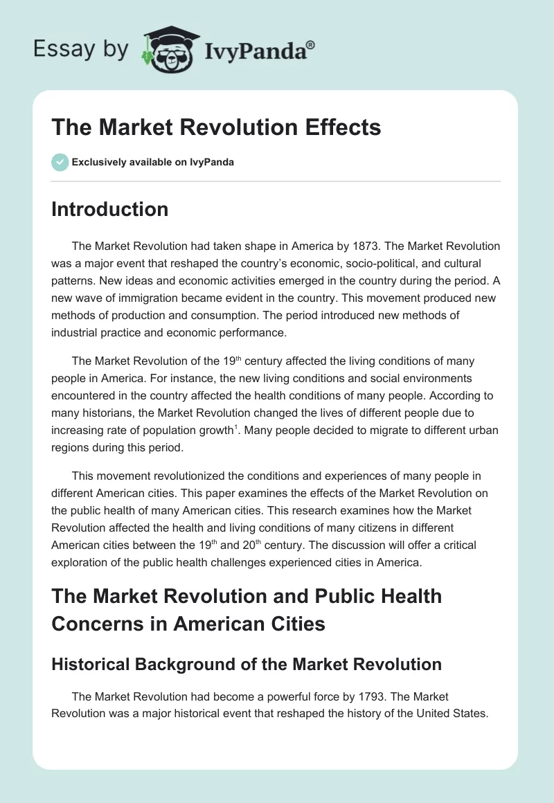 The Market Revolution Effects. Page 1