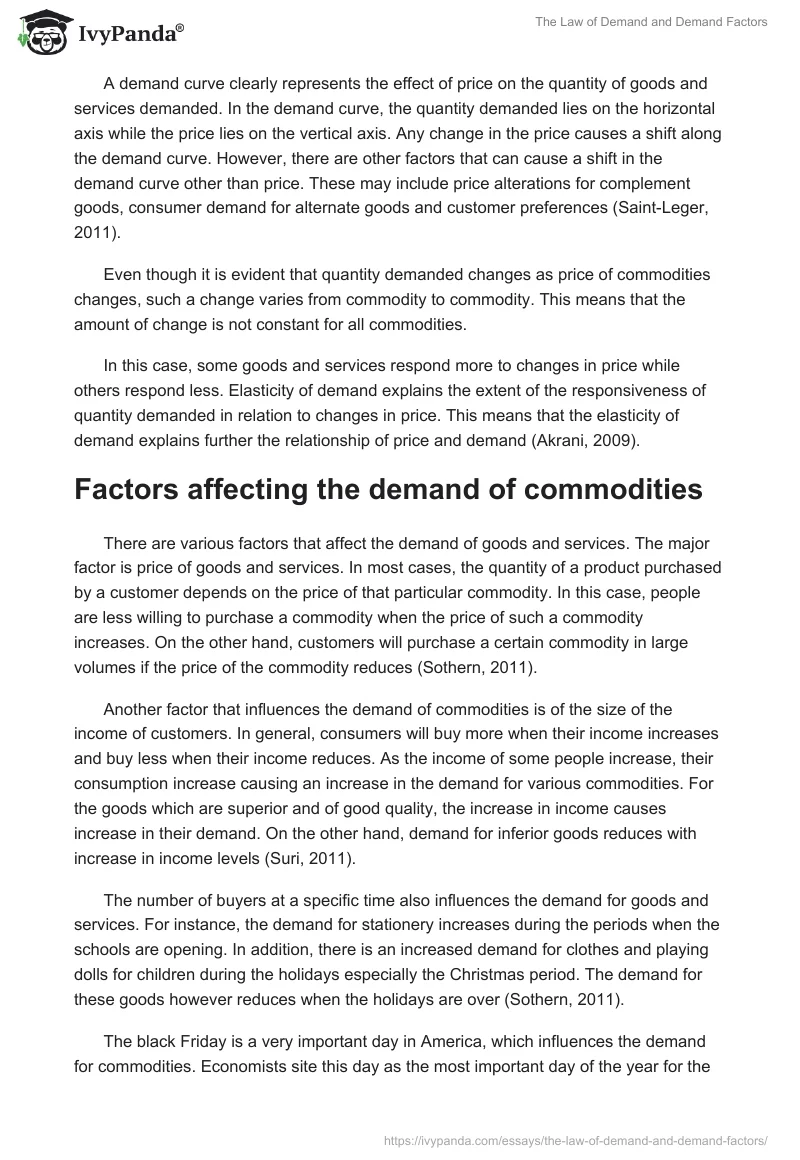 Demand Factors and Law of Demand Essay. Page 2