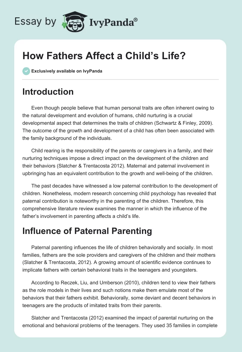 How Fathers Affect a Child’s Life?. Page 1