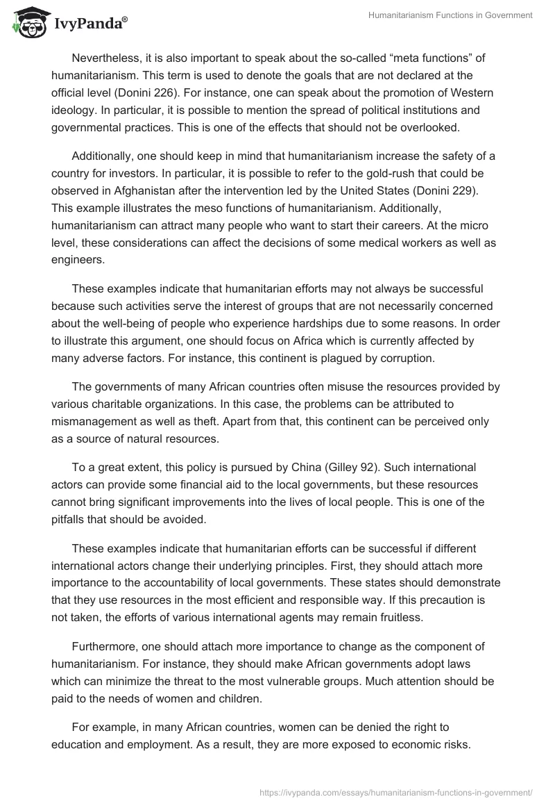 Humanitarianism Functions in Government. Page 2