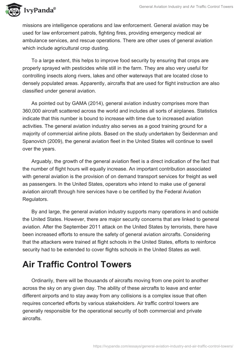 General Aviation Industry and Air Traffic Control Towers. Page 2