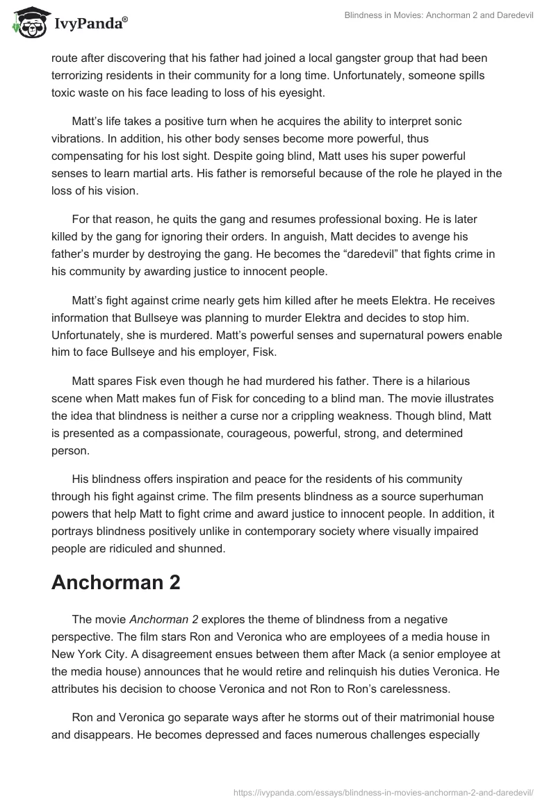 Blindness in Movies: Anchorman 2 and Daredevil. Page 2