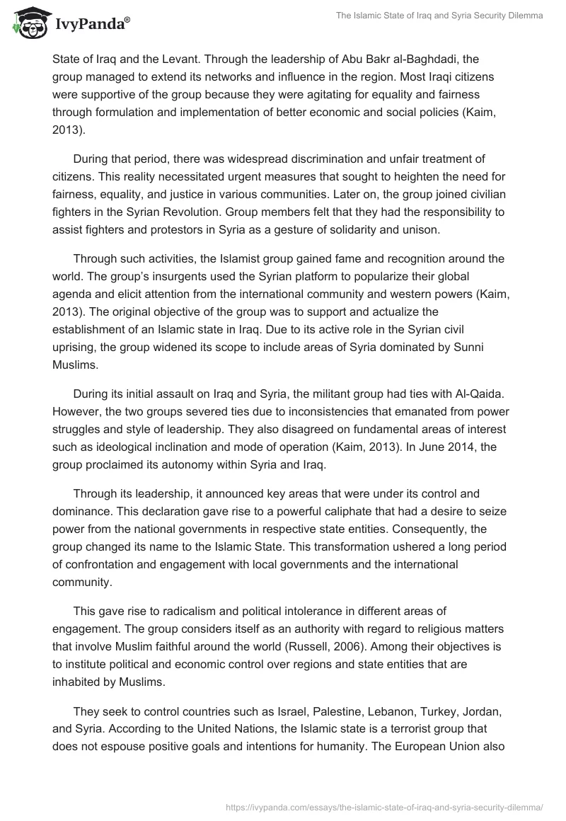 The Islamic State of Iraq and Syria Security Dilemma. Page 2