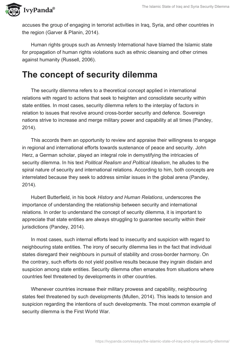 The Islamic State of Iraq and Syria Security Dilemma. Page 3