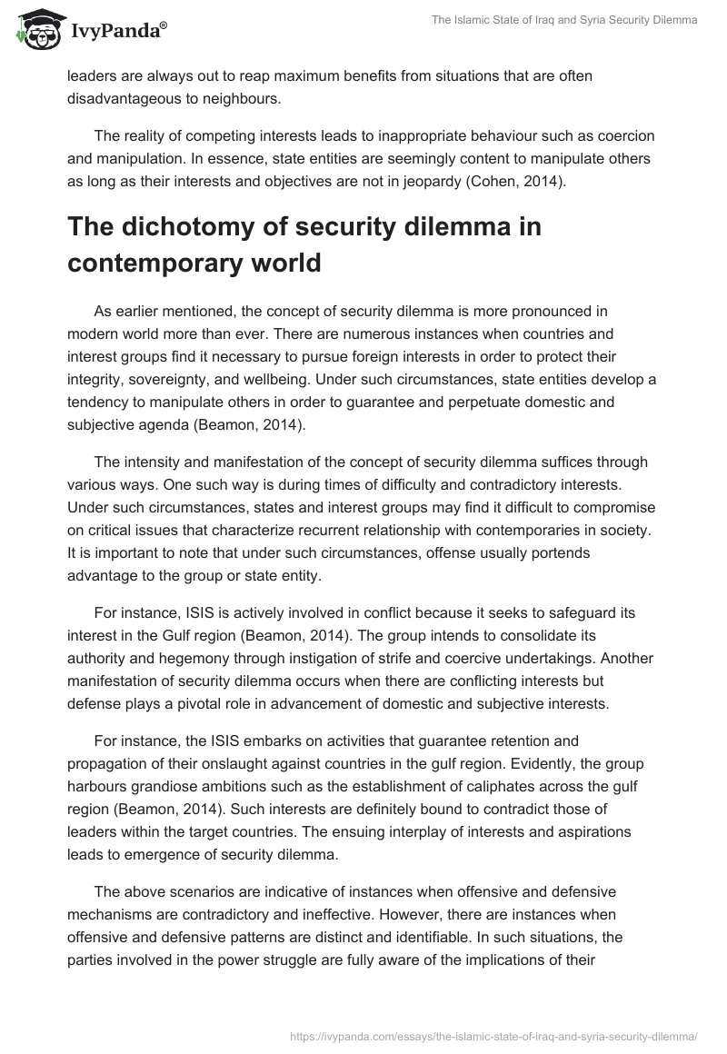 The Islamic State of Iraq and Syria Security Dilemma. Page 5