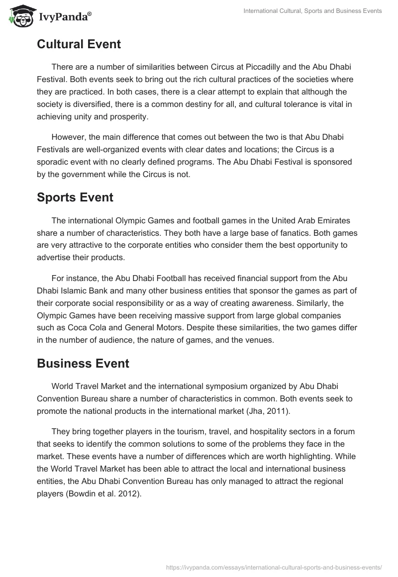 International Cultural, Sports and Business Events. Page 4