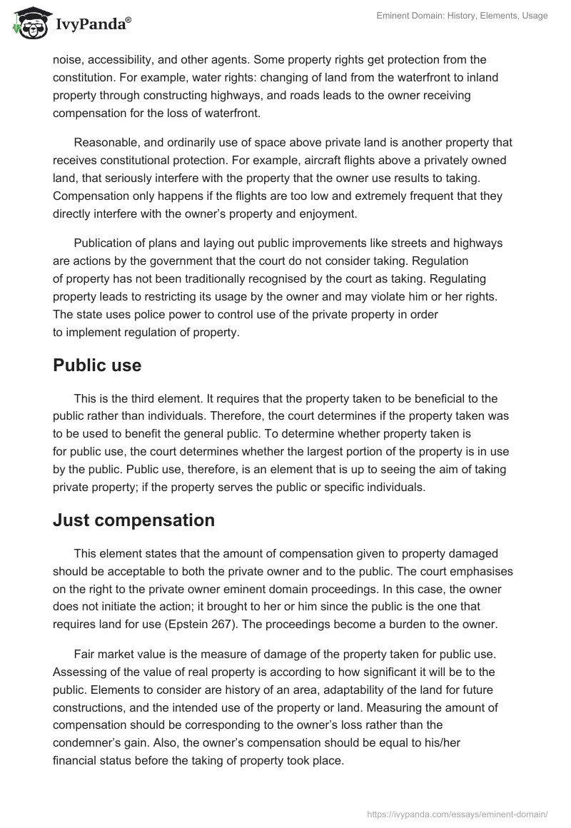 Eminent Domain: History, Elements, Usage. Page 2