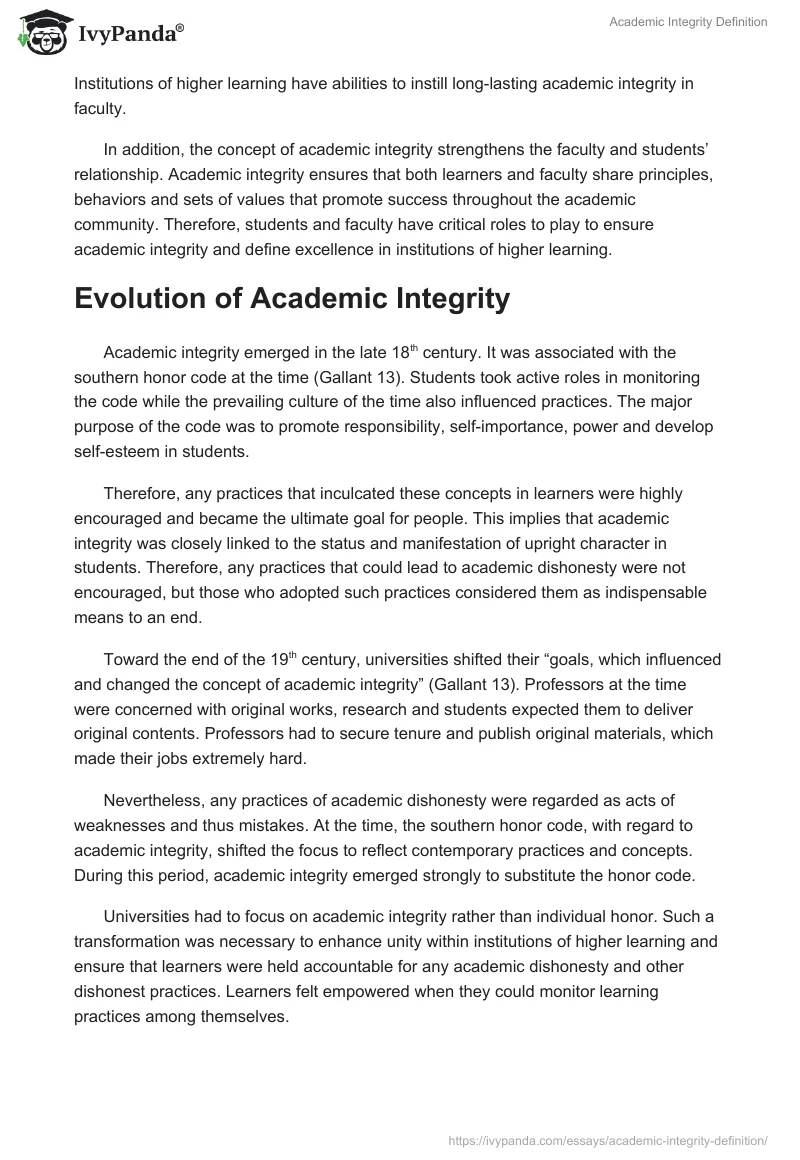 Academic Integrity Definition. Page 2