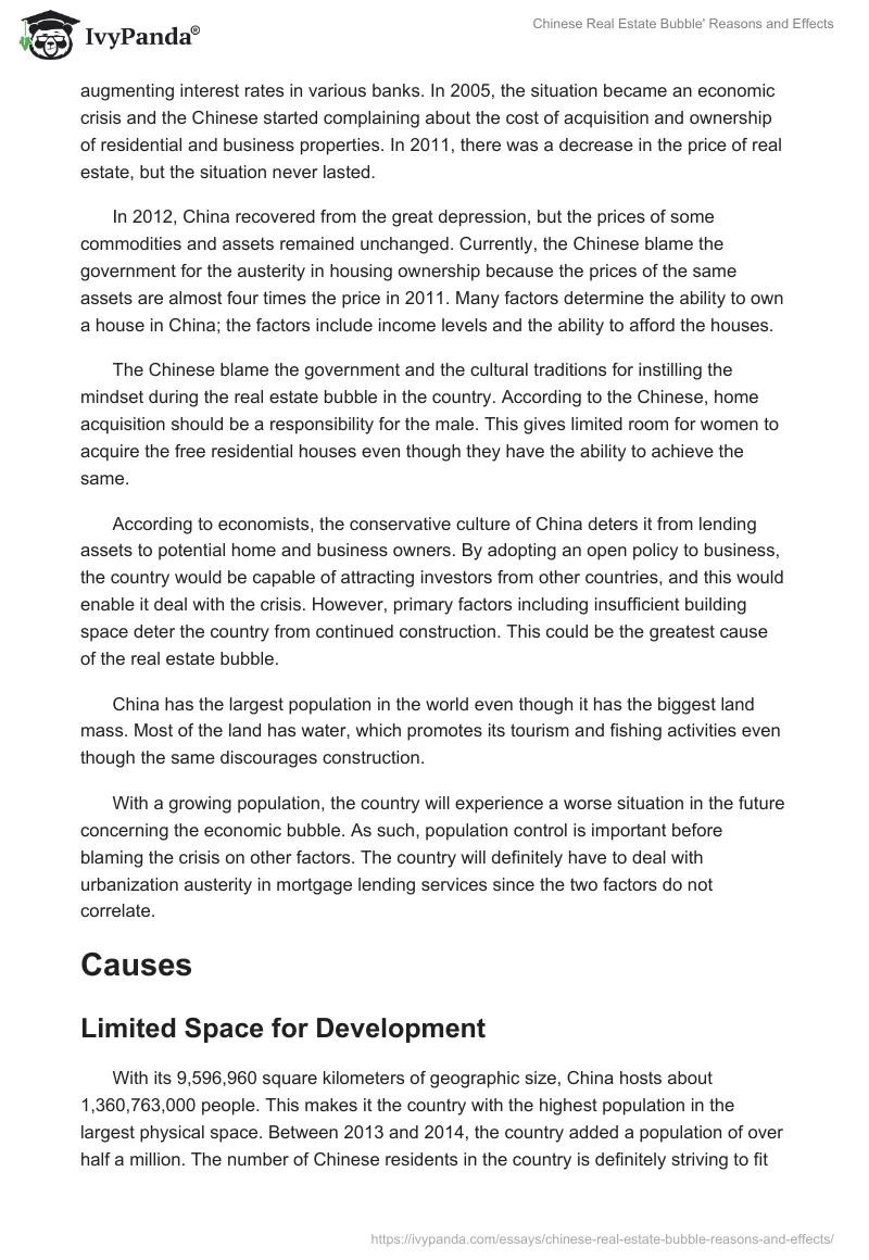 Chinese Real Estate Bubble' Reasons and Effects. Page 2