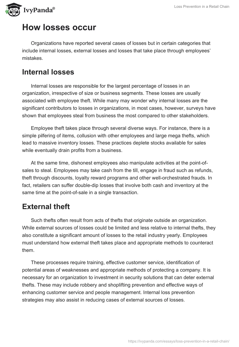 Loss Prevention in a Retail Chain. Page 2