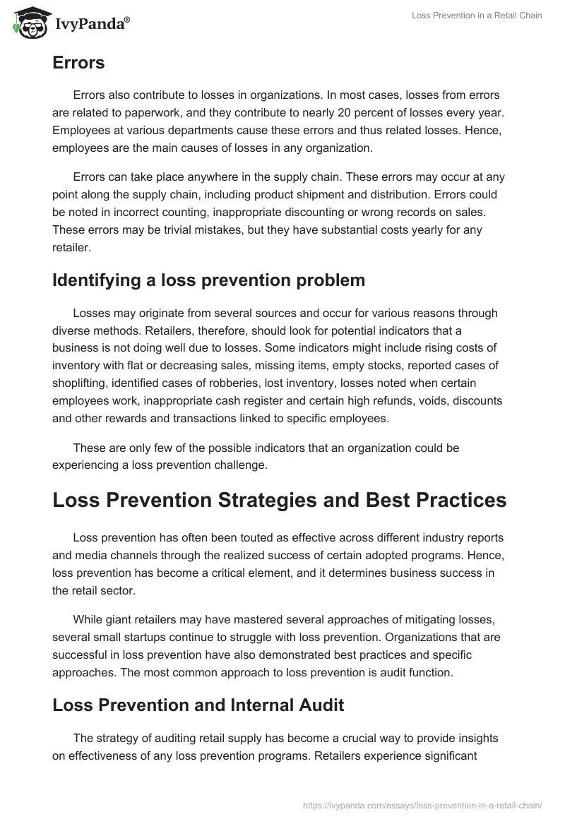Loss Prevention in a Retail Chain. Page 3