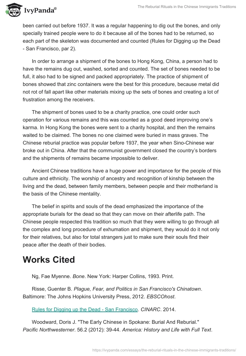The Reburial Rituals in the Chinese Immigrants Traditions. Page 3