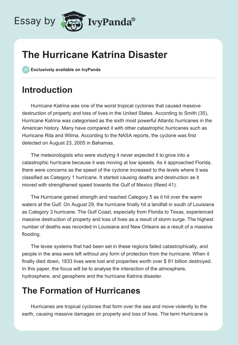 The Hurricane Katrina Disaster. Page 1