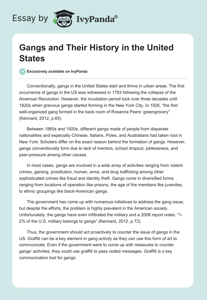 Gangs and Their History in the United States. Page 1