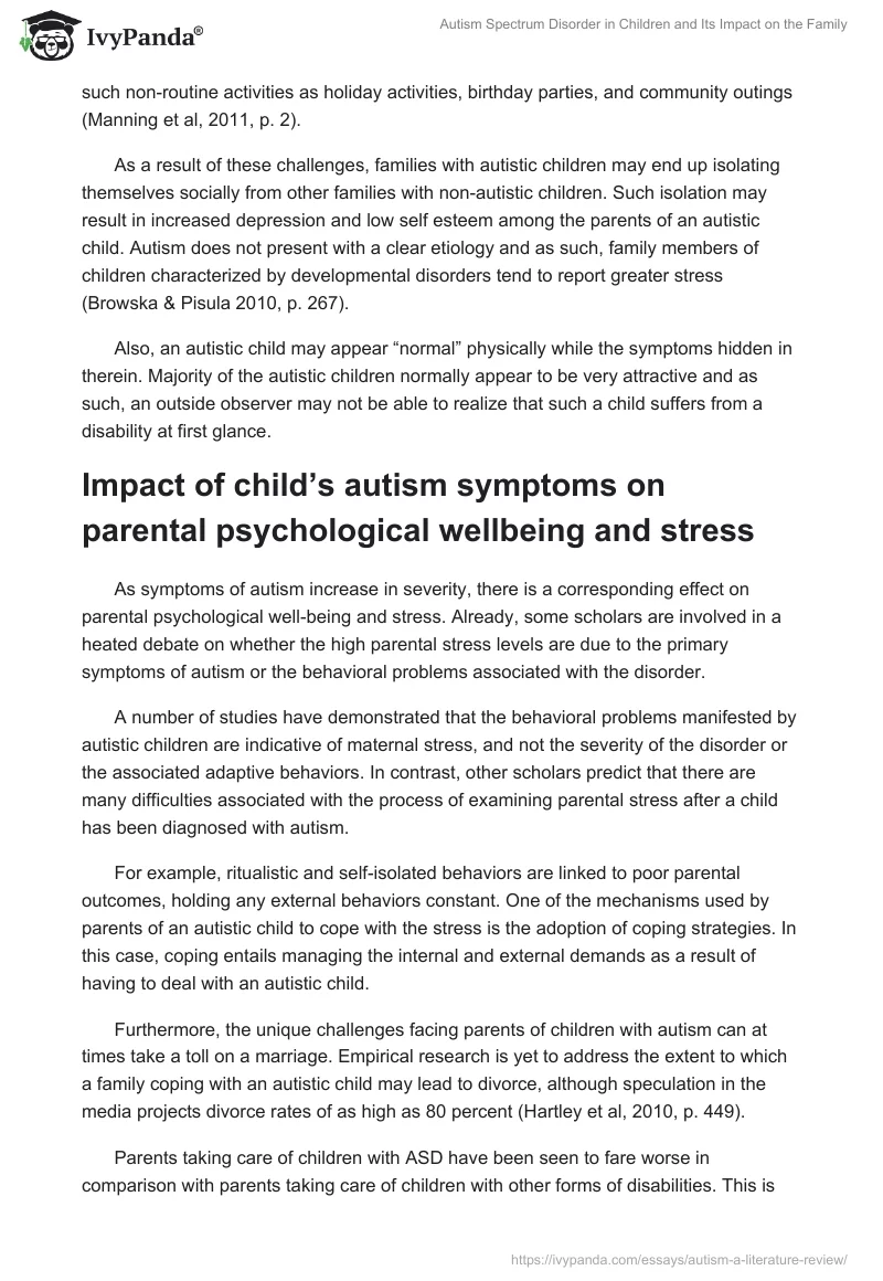 Autism Spectrum Disorder in Children and Its Impact on the Family. Page 3