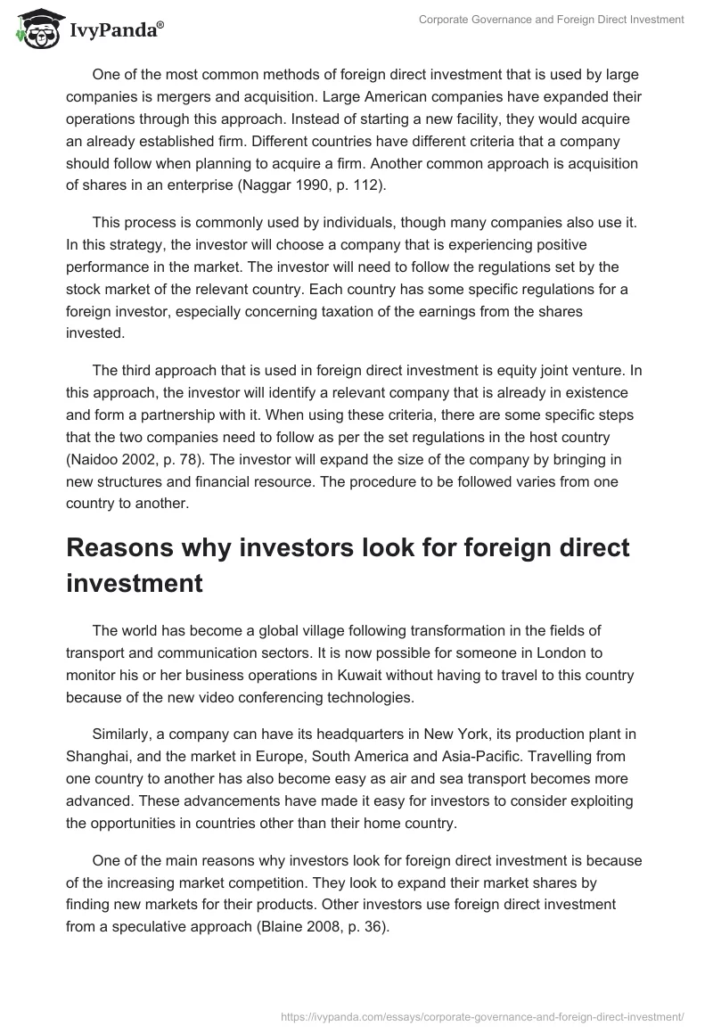 Corporate Governance and Foreign Direct Investment. Page 2