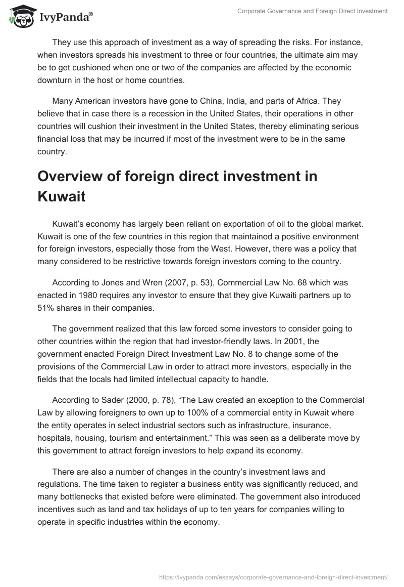 Corporate Governance and Foreign Direct Investment. Page 3