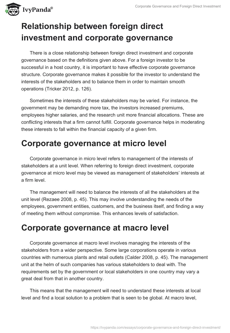 Corporate Governance and Foreign Direct Investment. Page 5