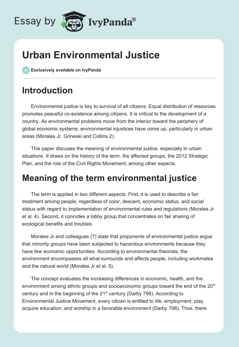 Urban Environmental Justice. Page 1