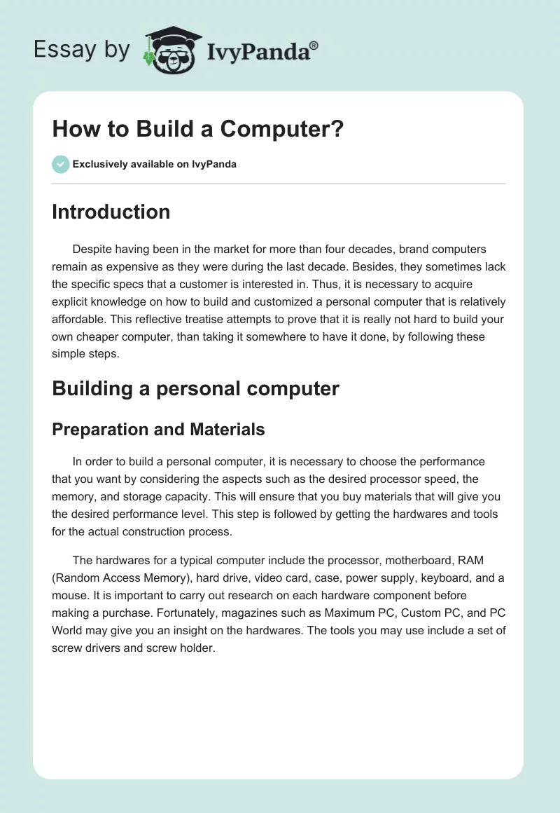 How to Build a Computer?. Page 1