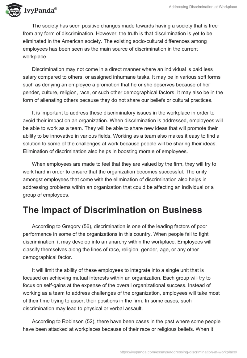 Addressing Discrimination at Workplace. Page 2