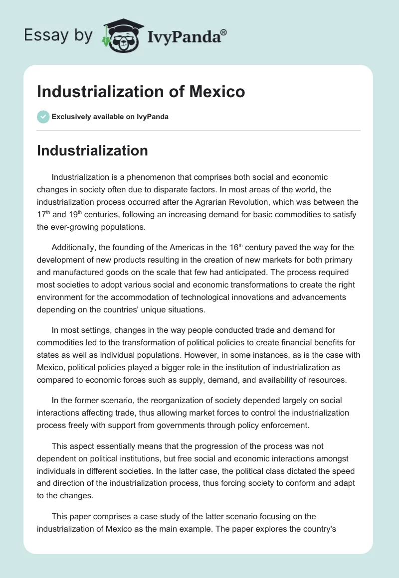 Industrialization of Mexico. Page 1