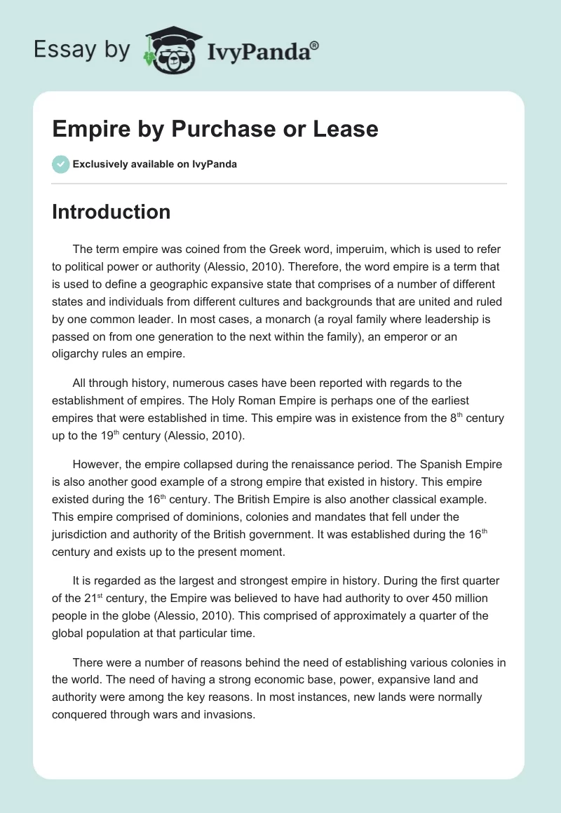 Empire by Purchase or Lease. Page 1