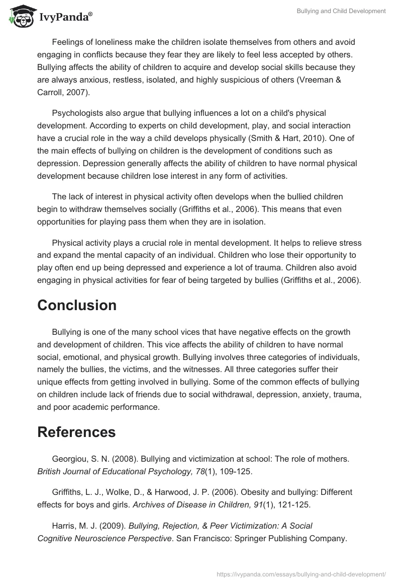 Bullying and Child Development. Page 4