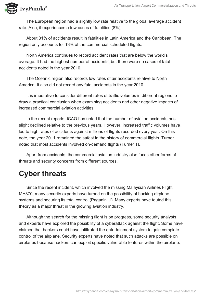 Air Transportation: Airport Commercialization and Threats. Page 2