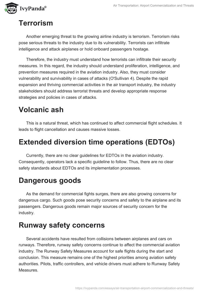 Air Transportation: Airport Commercialization and Threats. Page 3
