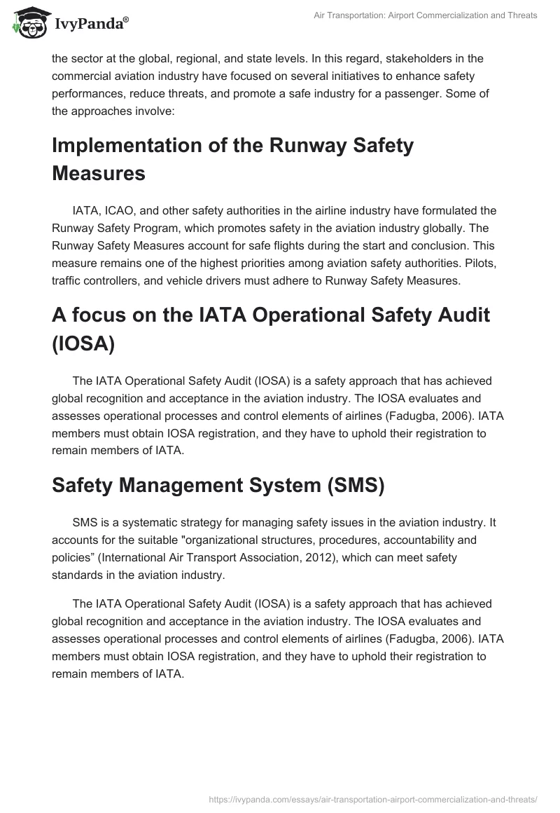 Air Transportation: Airport Commercialization and Threats. Page 5