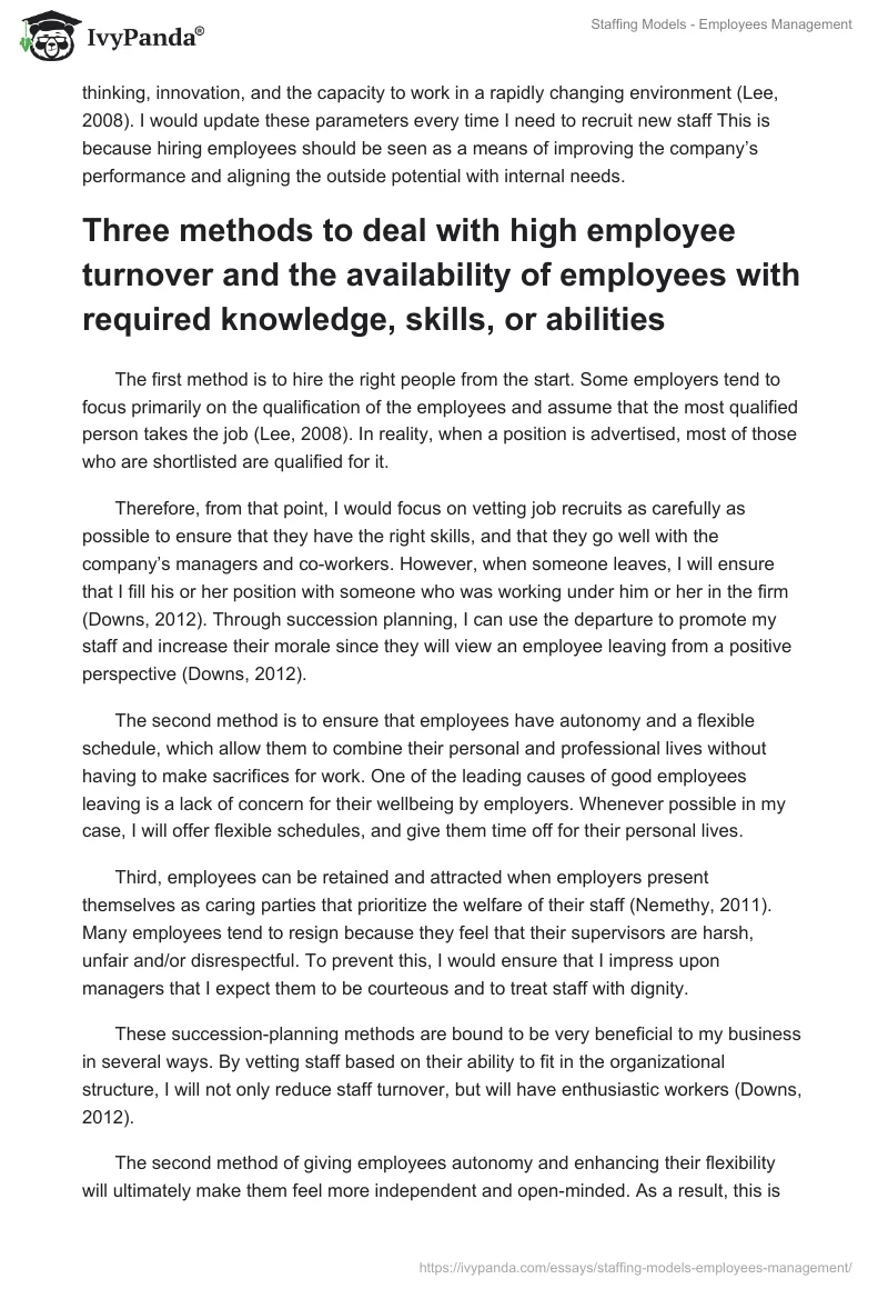 Staffing Models - Employees Management. Page 3