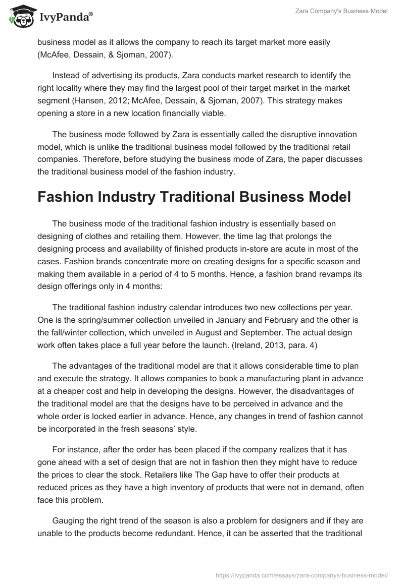 Zara Company's Business Model. Page 2