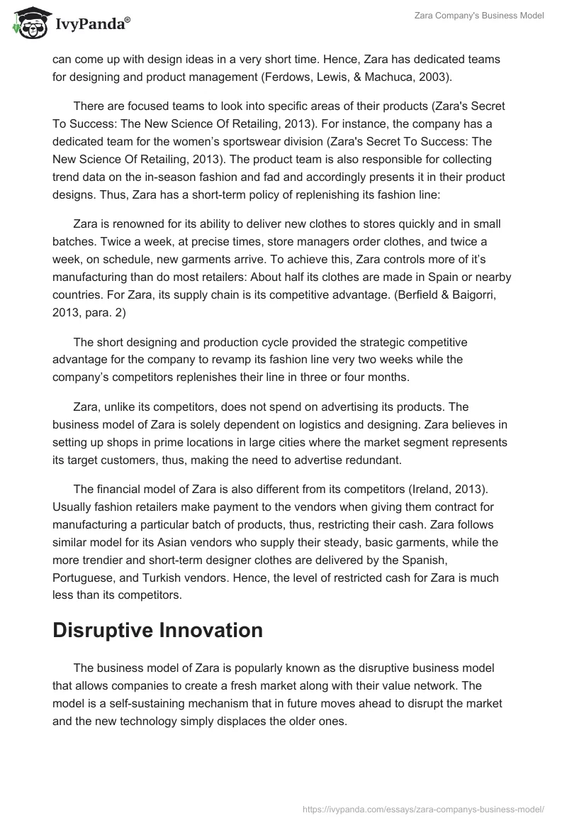 Zara Company's Business Model. Page 4